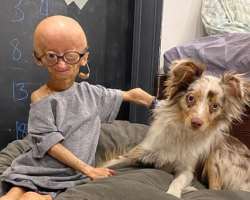 Her family has also adopted a dog with whom Adalia loves to play.